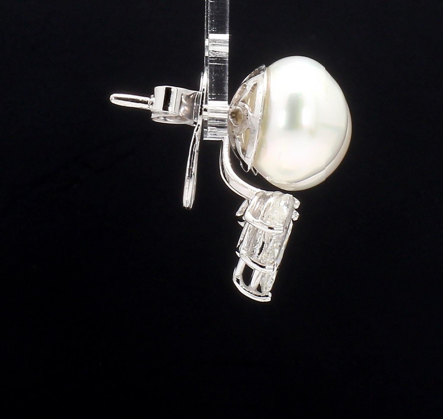 5.72ct Dual ear studs with pearls and rose quartz and underlay marquise diamonds 6
