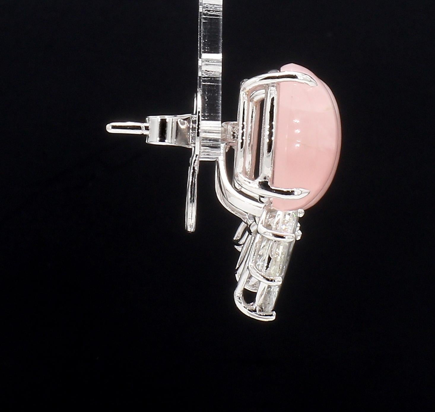 5.72ct Dual ear studs with pearls and rose quartz and underlay marquise diamonds 3