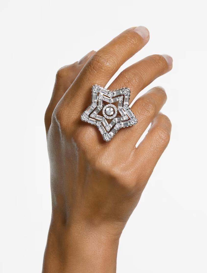 Baguette Cut Swaroski Stella Multi-Shaped Crystal Ring For Sale
