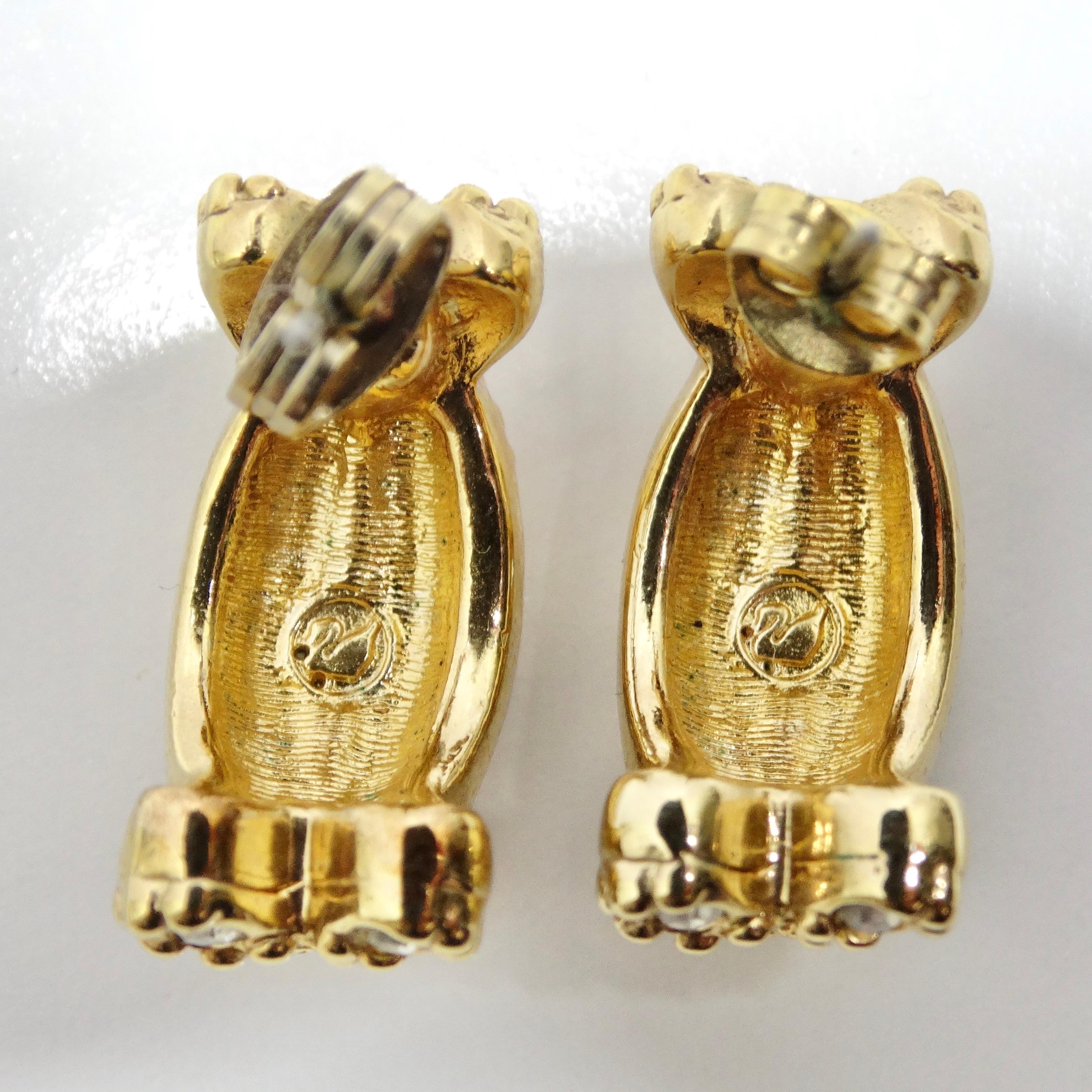 Swarovski 18K Gold Plated Rhinestone Huggie Earrings For Sale 3