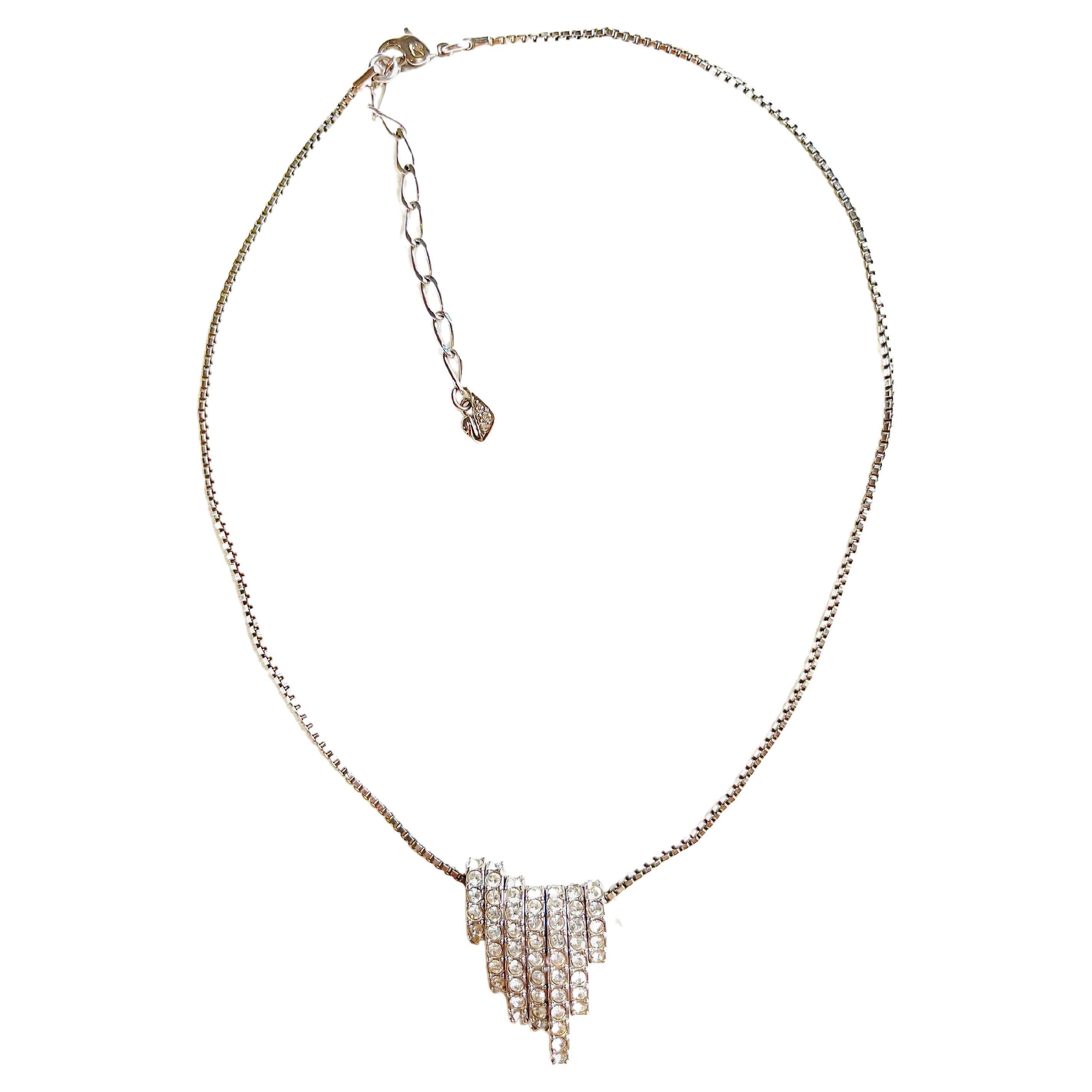 Swarovski Collier pendentif à 7 anneaux interchangeables en argent et cristaux blancs pailletés