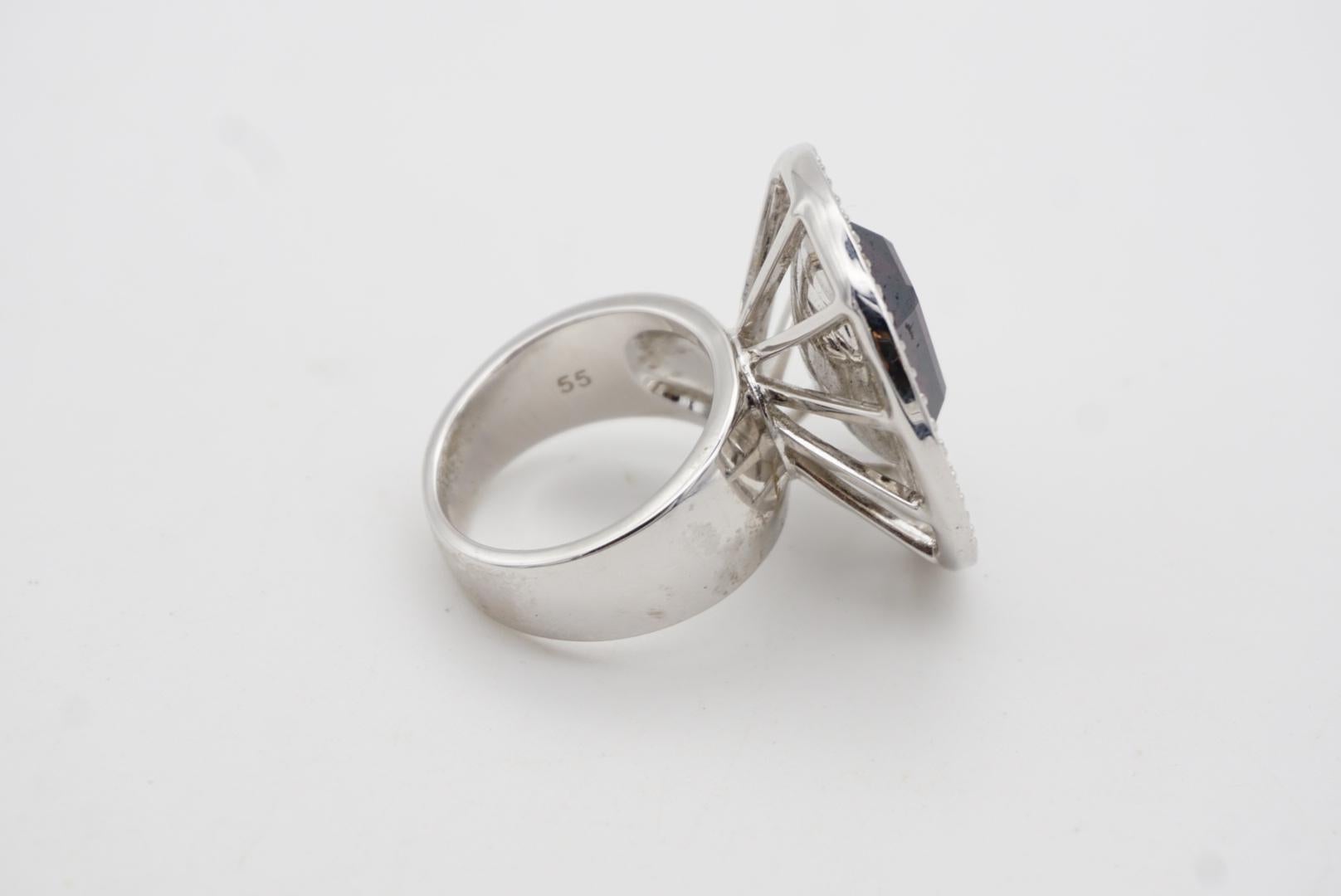 Swarovski Amethyst Double Circle Crystal Octagonal Cocktail Chunky Ring, Size 55 For Sale 6