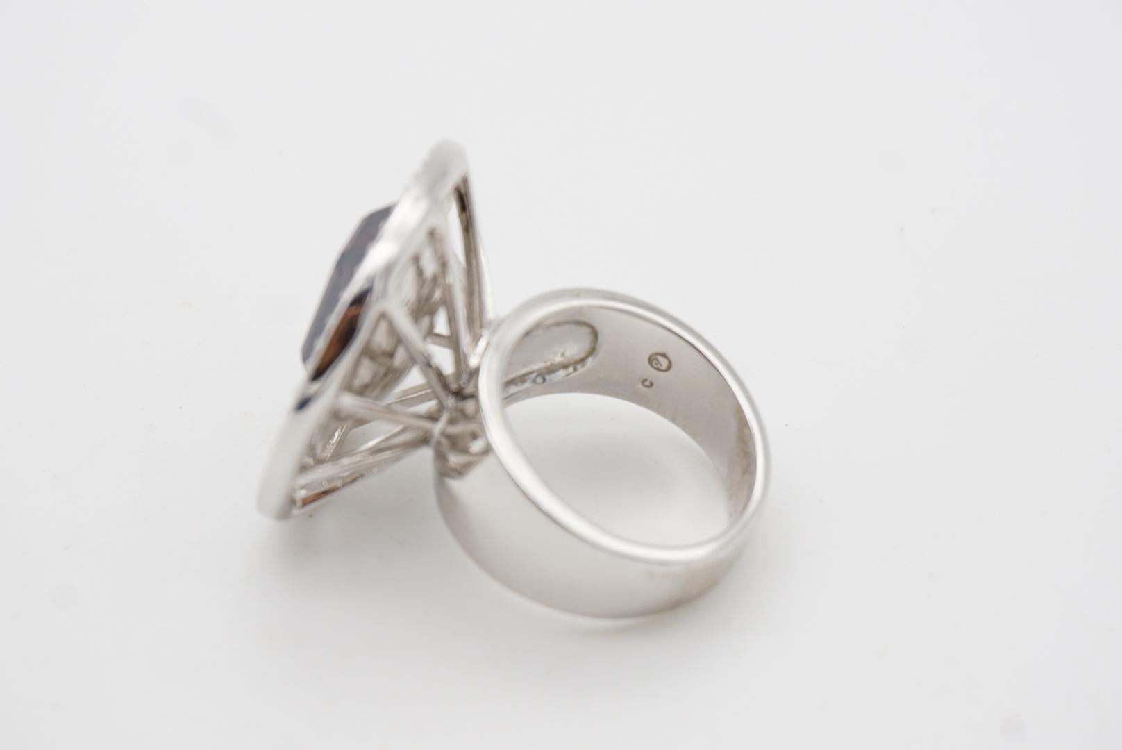 Swarovski Amethyst Double Circle Crystal Octagonal Cocktail Chunky Ring, Size 55 For Sale 7