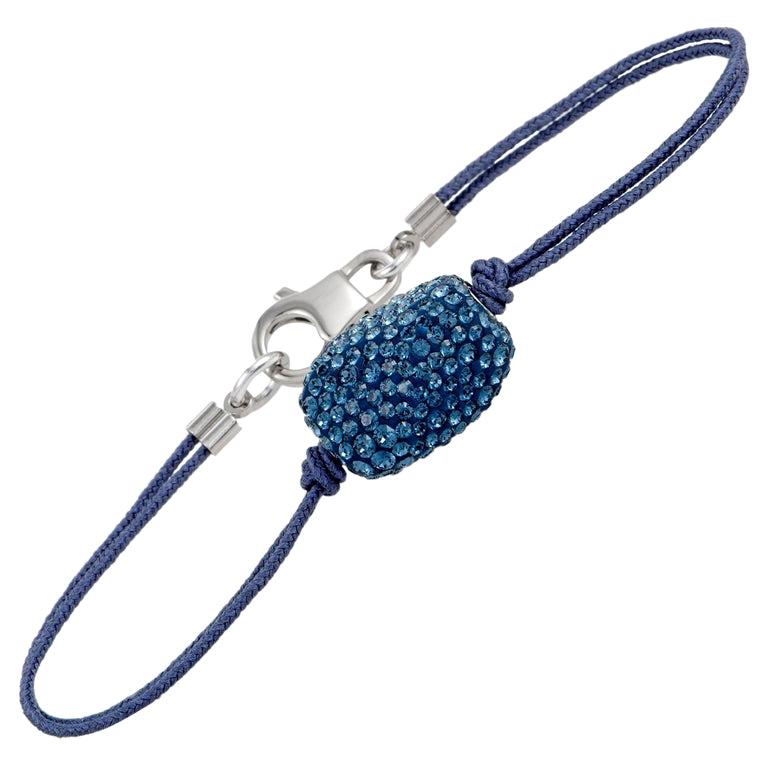Swarovski Atelier Crystal Pave Blue Bead Cord Bracelet 5233829-M Medium