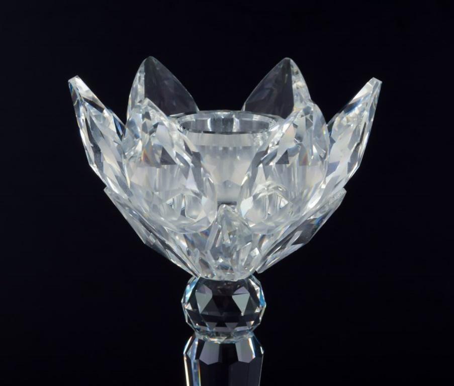Swarovski, Austria. A pair of candle holders in faceted crystal. In Excellent Condition For Sale In Copenhagen, DK