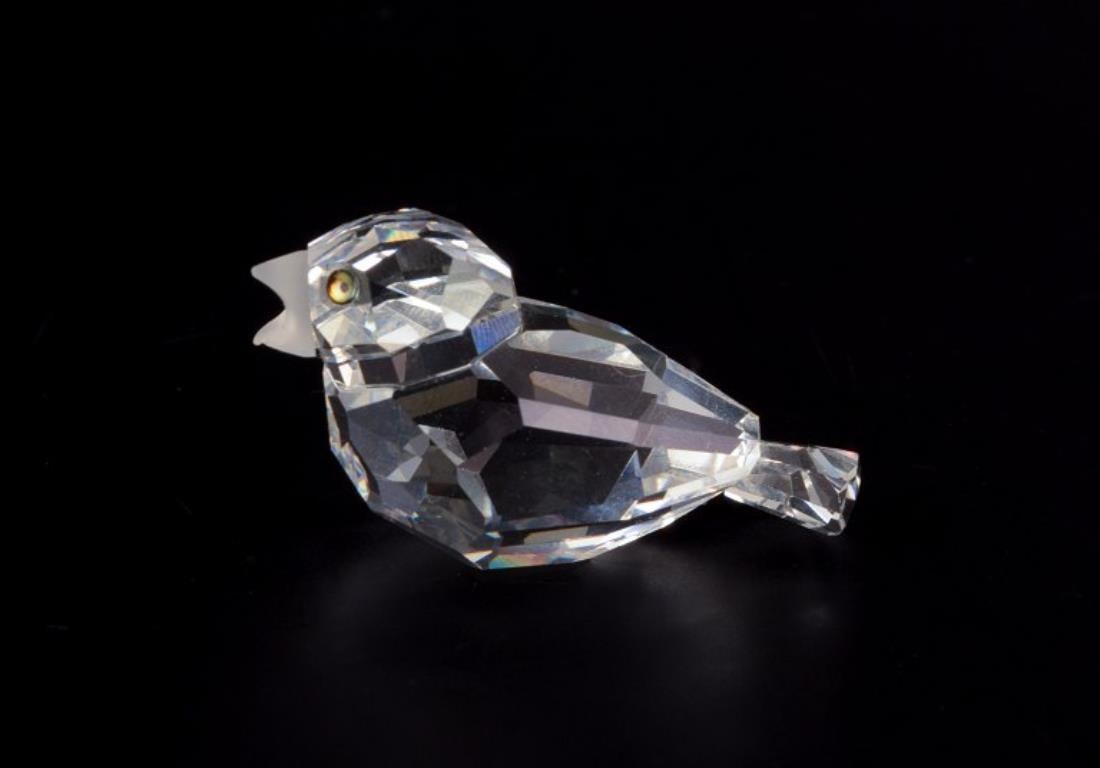 Cristallo Swarovski, Austria. Quattro statuette di uccelli in miniatura in vetro cristallo sfaccettato. in vendita