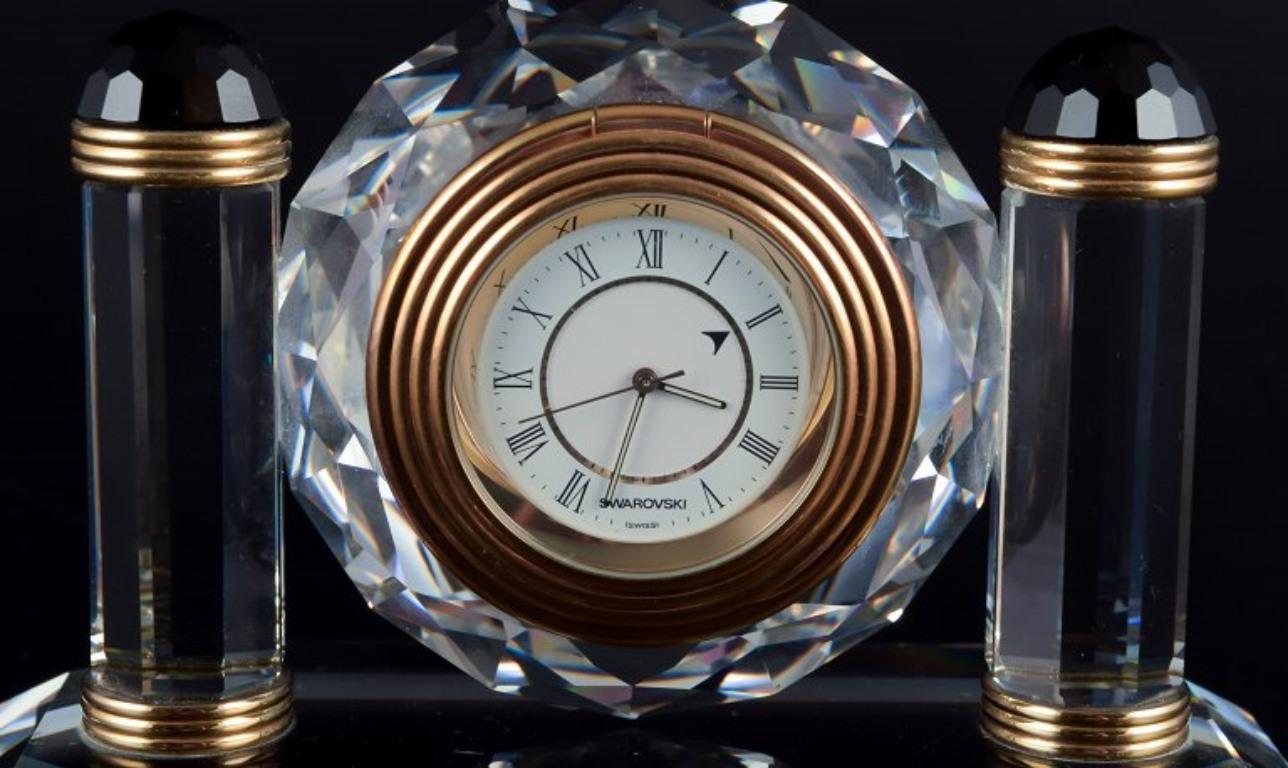 Austrian Swarovski, Austria. Small alarm clock in faceted crystal. Circa 1970s.