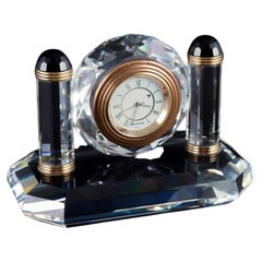 Swarovski, Austria. Small alarm clock in faceted crystal. Circa 1970s.