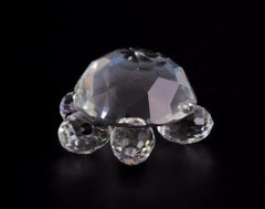 Swarovski, Austria. Three miniature figurines in faceted cut crystal glass