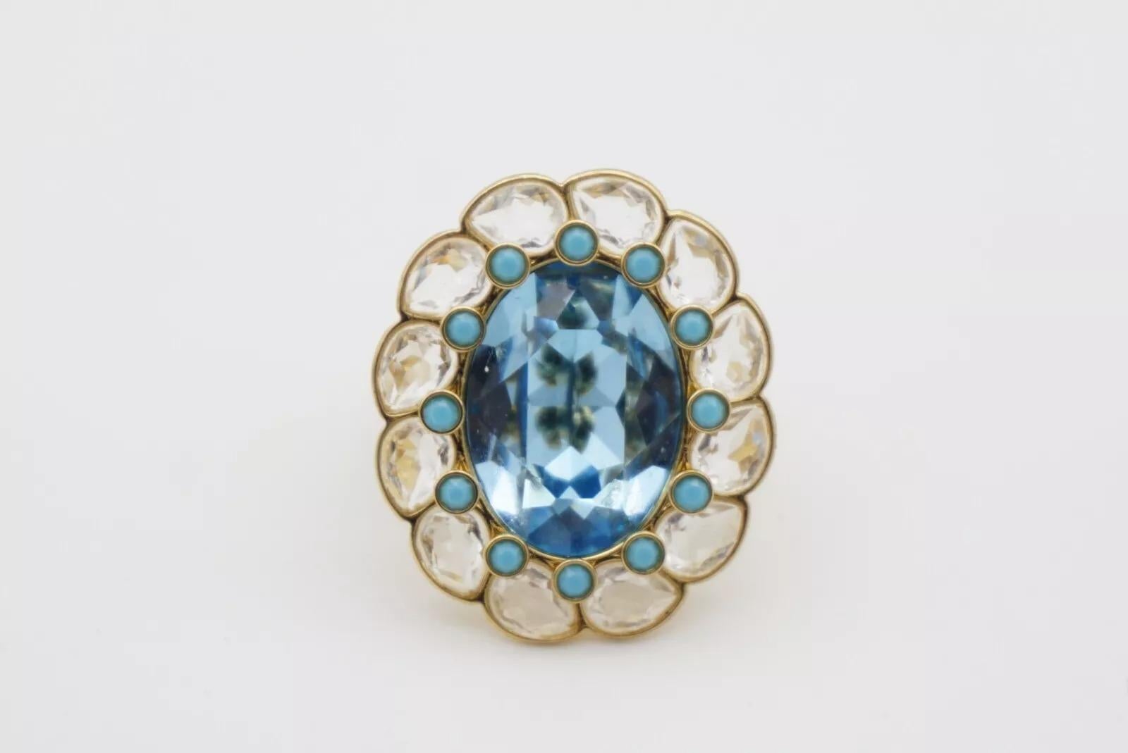 Swarovski Bague cocktail Azore à pois en cristal bleu transparent avec grande fleur, taille L 52 en vente 11