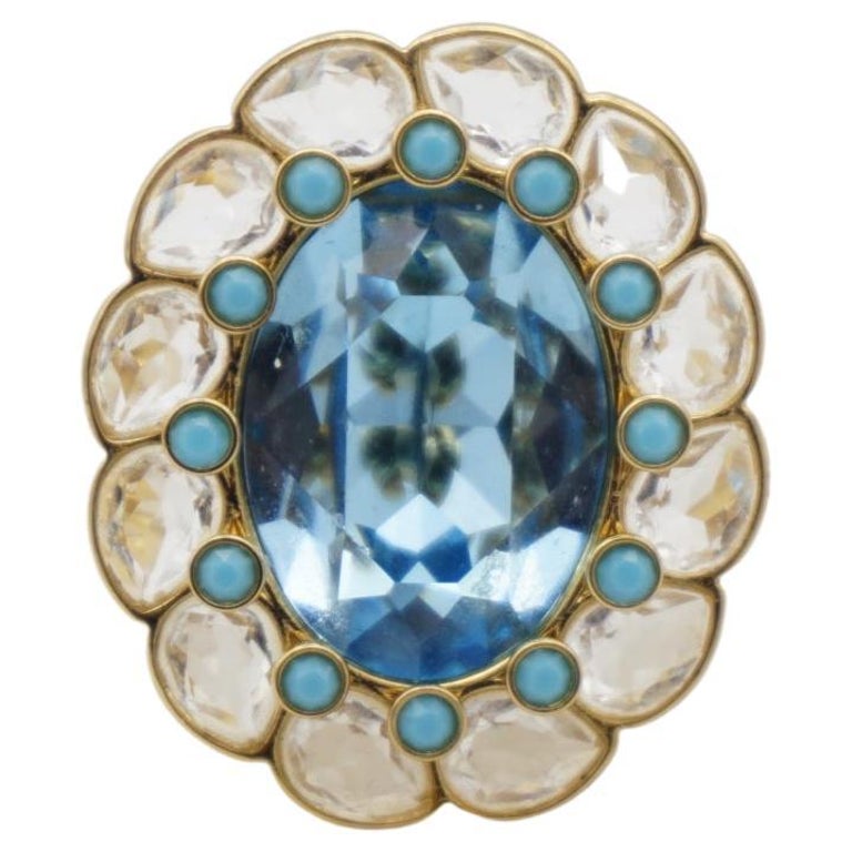 Swarovski Azore Blue Crystals Dots Clear Large Flower Cocktail Ring Size L  52 For Sale at 1stDibs | swarovski dot ring, 52 swarovski ring size, 16.4mm  ring size