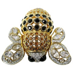 Swarovski Bee Brooch "Jeweler's Collection" Crystal Gold Bumble Bee Pin 1980s
