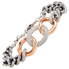 Swarovski Bound Stainless Steel Crystal Pave Chunky Chain Bracelet