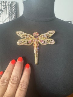 Swarovski Brooch Crystal Glitz Pink Amber Purple Dragon Fly New Never Worn 1990s