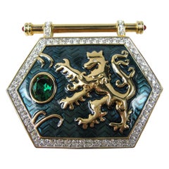  Swarovski Brooch "Jeweler's Collection" Crystal Enamel Shield Griffin New 1980s