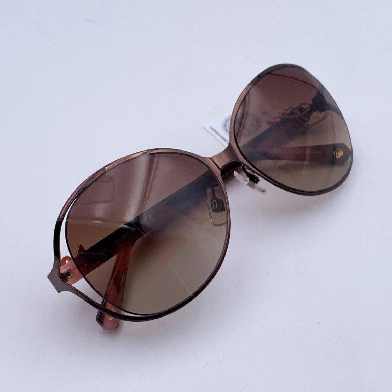 Swarovski Brown Metal Sunglasses SK 241-K with Crystals 60/15 140mm In Excellent Condition In Rome, Rome