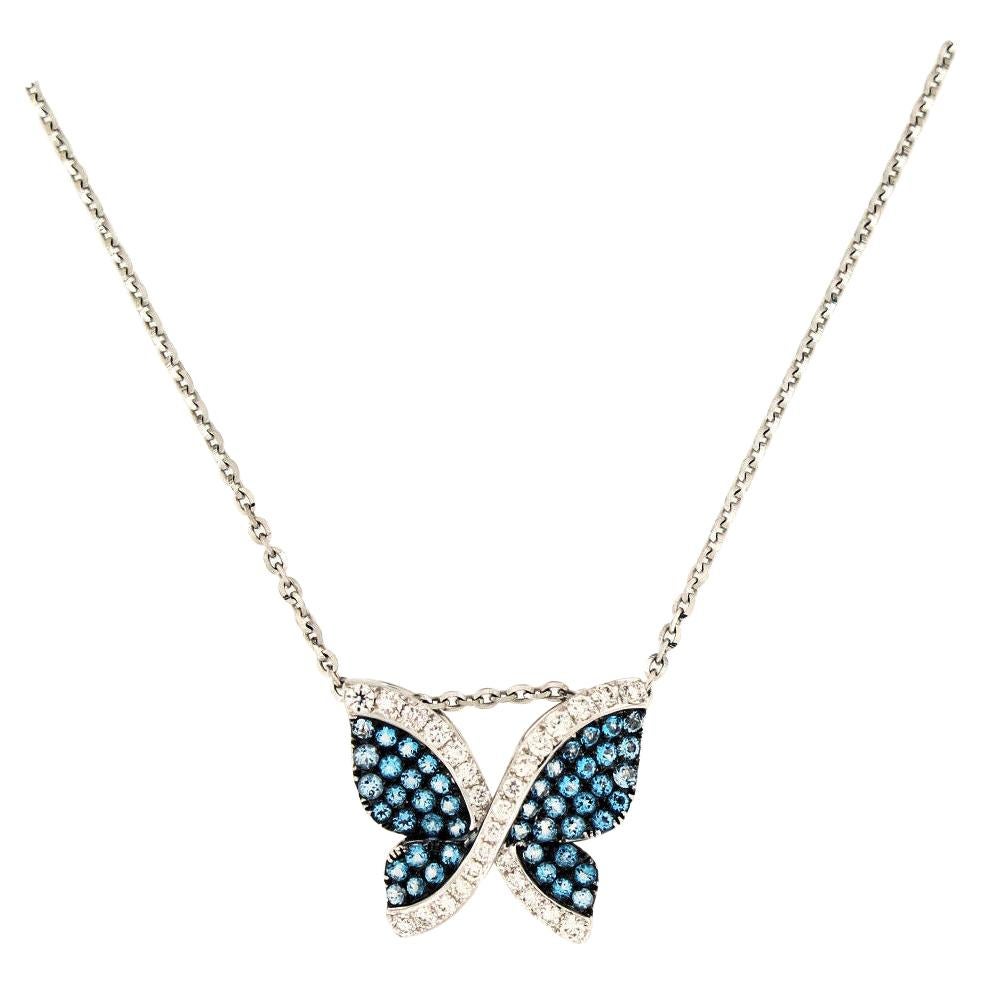 Swarovski Crystal Lilia Y Necklace, Butterfly, Blue, Rhodium Plated 5662179  | eBay
