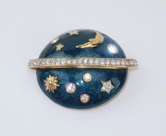 Swarovski Celestial Blue Enamel & Rhinestone Brooch