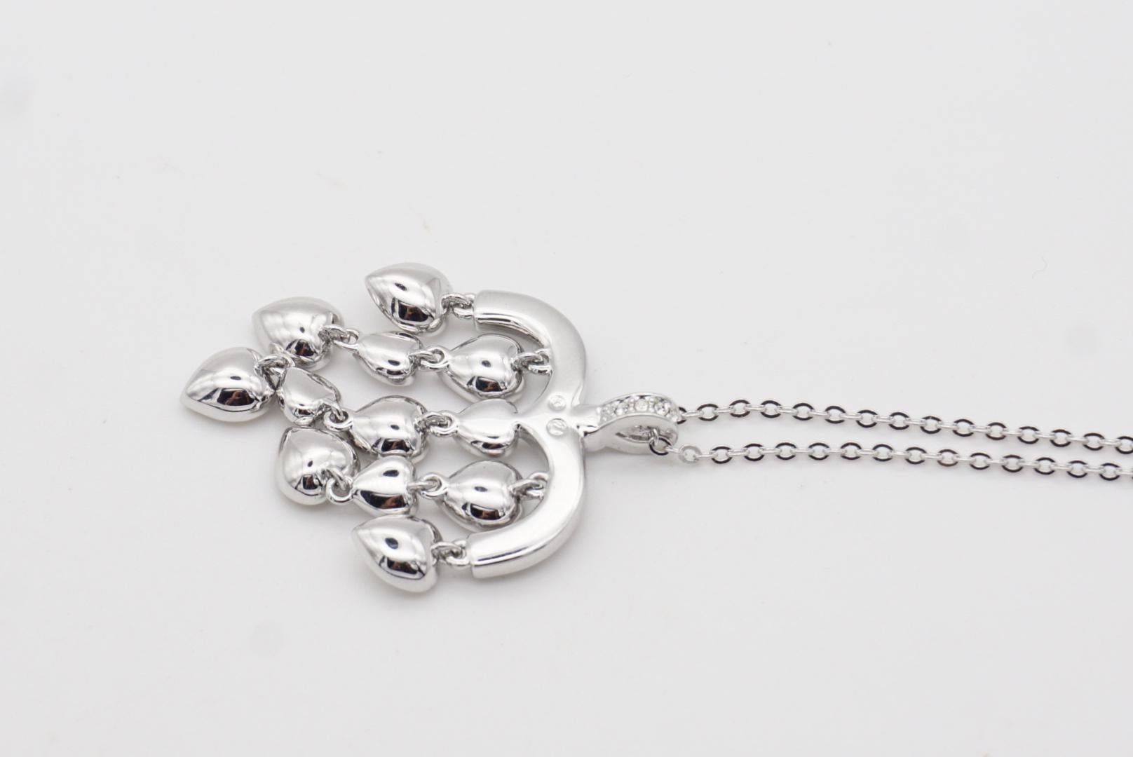 Swarovski Chandelier Heart Love Crystals Tassels Dangle Silver Pendant Necklace For Sale 8
