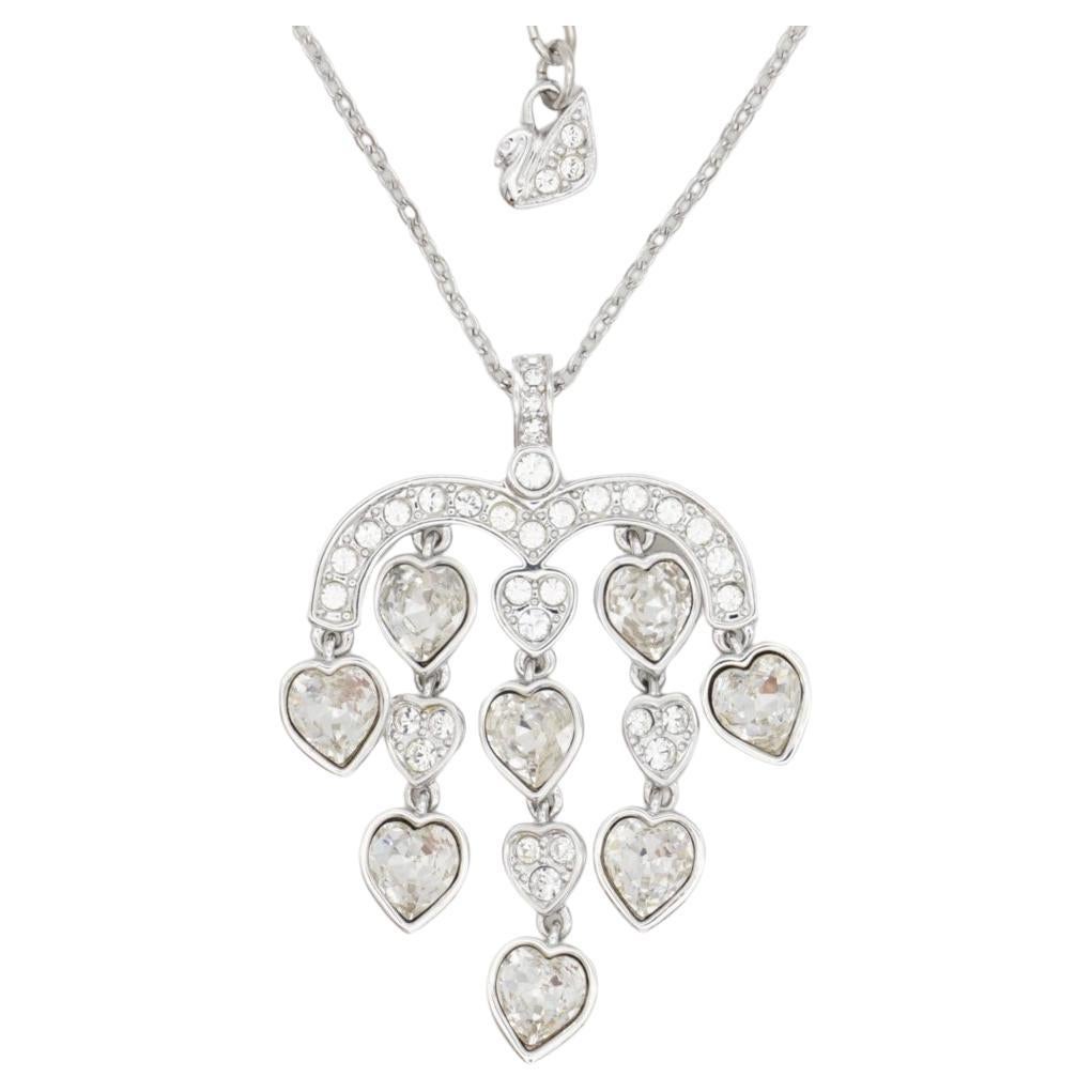 Swarovski Chandelier Cuore Amore Cristalli Nappe Penzolanti Collana in Argento in vendita