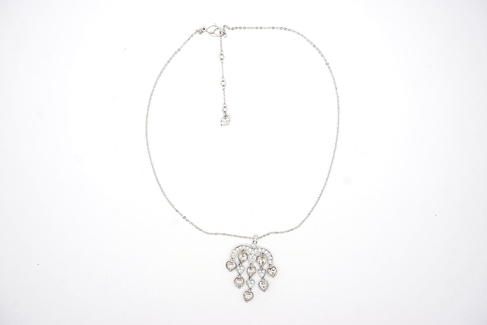 Swarovski Chandelier Sensible Heart Love Crystals Silver Large Pendant Necklace For Sale 1