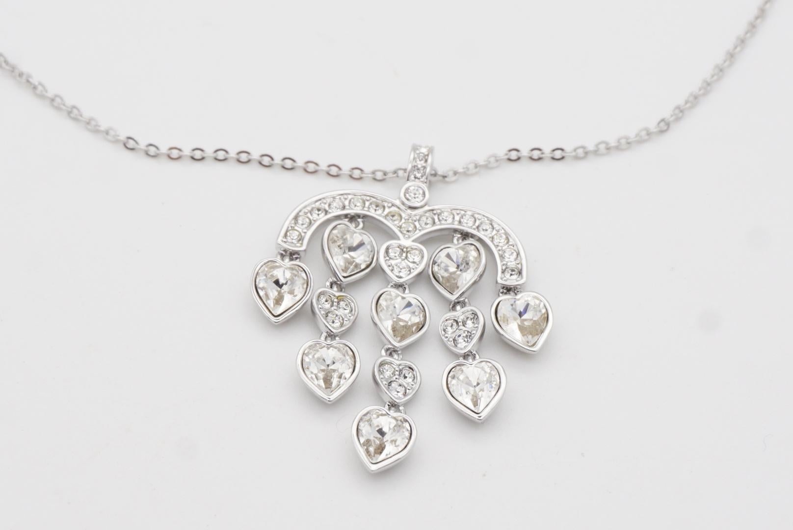 Swarovski Chandelier Sensible Heart Love Crystals Silver Large Pendant Necklace For Sale 2