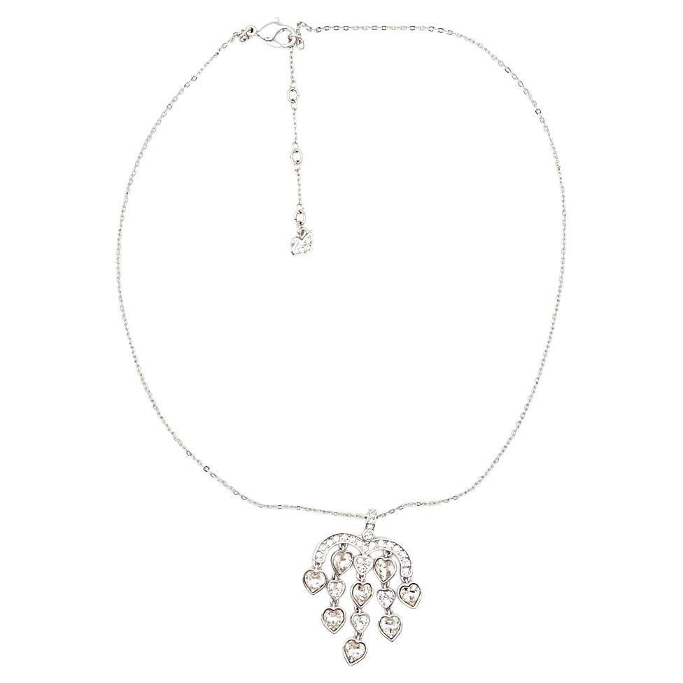 Grand collier pendentif en argent avec cristaux en forme de cœur Sensible Heart Love de Swarovski