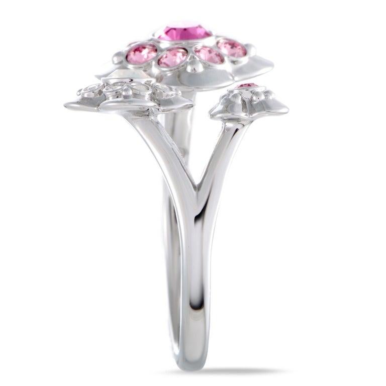 Swarovski Cherie Pink and Clear Crystal Open Flower Ring 