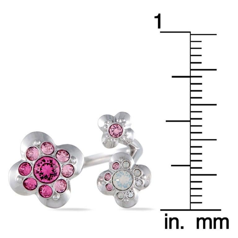 Swarovski Cherie Pink and Clear Crystal Open Flower Ring 5139721 In New Condition For Sale In Southhampton, PA
