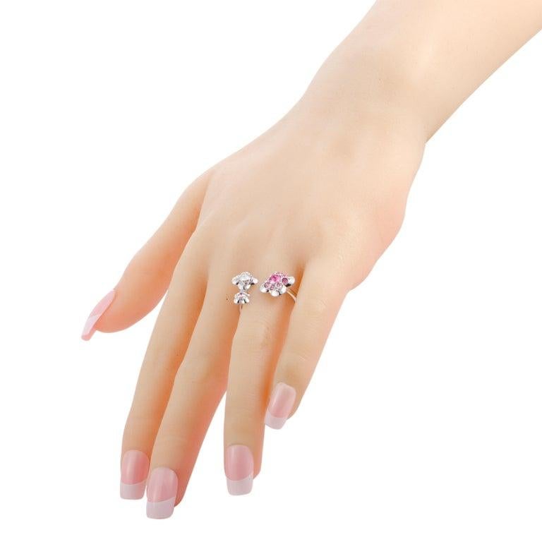 Swarovski Cherie Pink and Clear Crystal Open Flower Ring In New Condition In Southhampton, PA