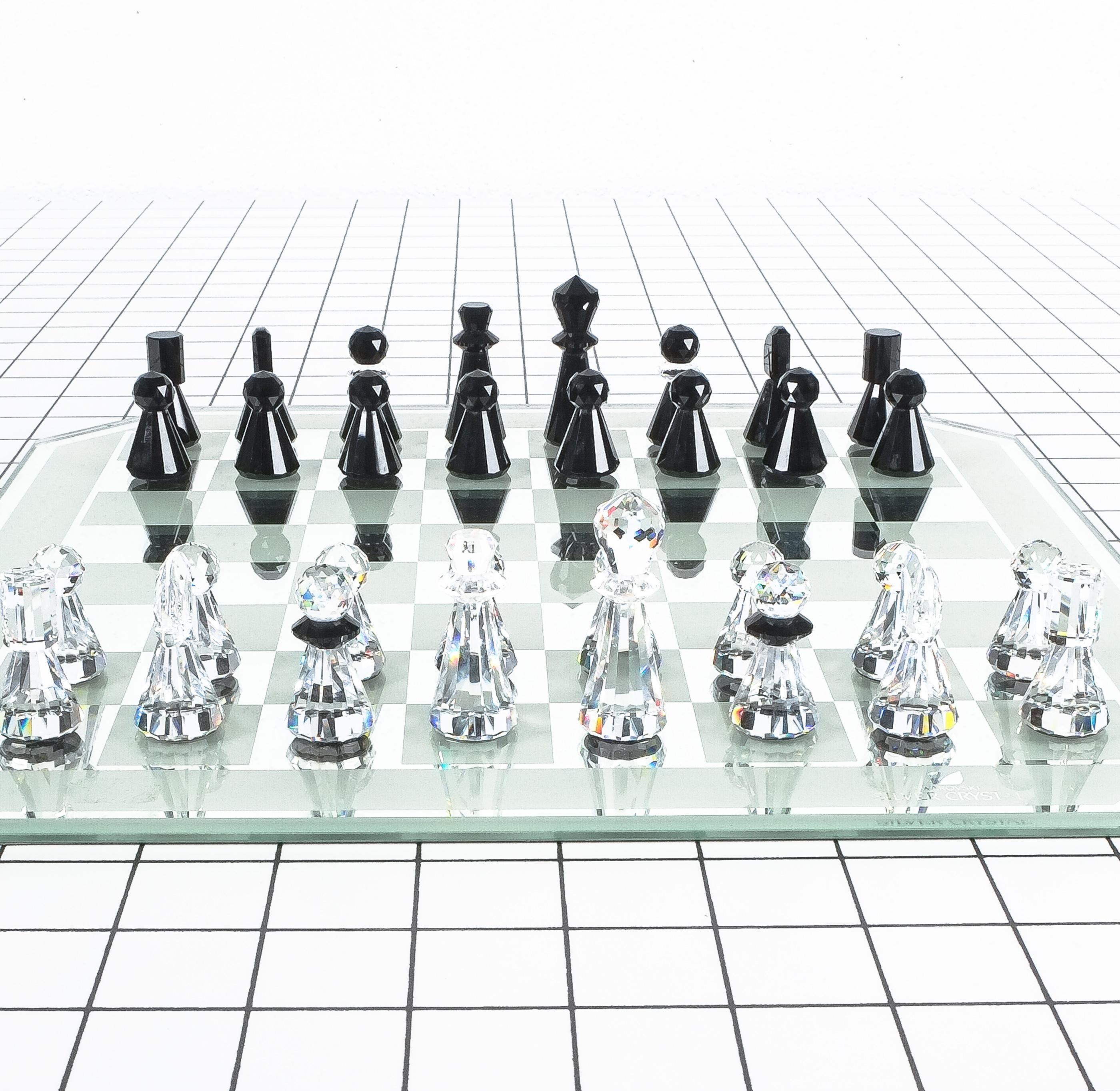 swarovski chess set silver crystal 010 master