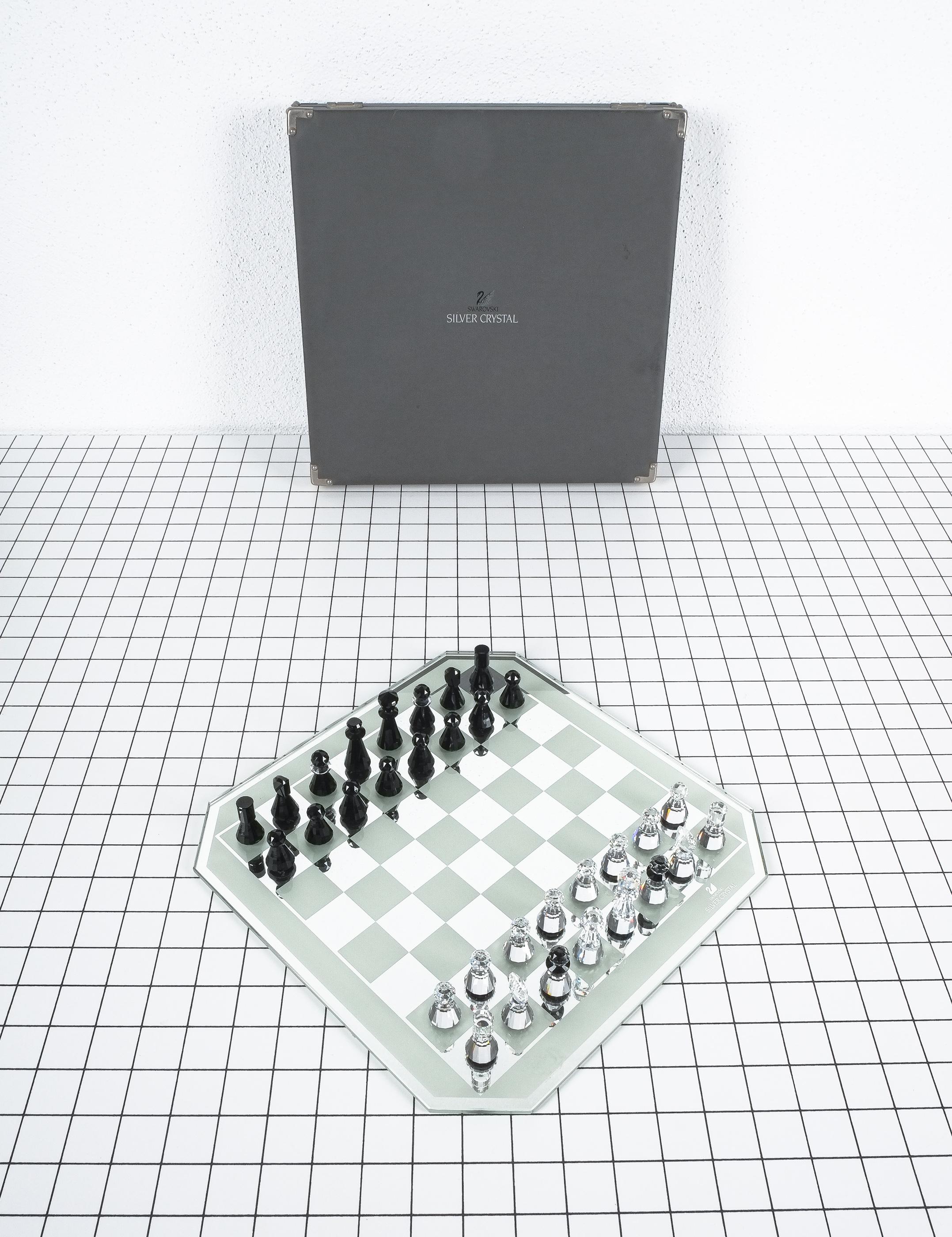 swarovski chess set silver crystal 04 master
