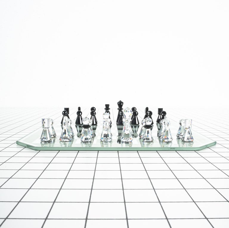 Swarovski Chess Set Silver Crystal Glass Gift Box Original, Austria at  1stDibs