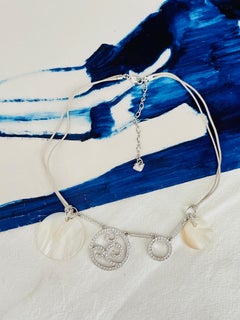 Swarovski Circles Round Crystals Ivory White Chunky Pendants Charms Necklace