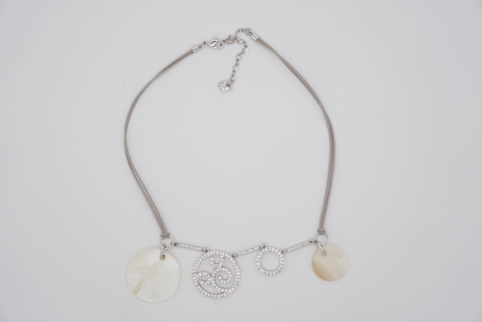 Swarovski Circles Round Crystals Openwork Ivory White Chunky Pendants Necklace For Sale 6