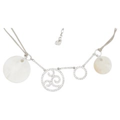 Swarovski Circles Round Crystals Openwork Ivory White Chunky Pendants Necklace