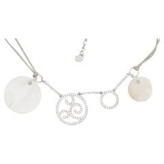 Swarovski Circles Round Crystals Openwork Ivory White Chunky Pendants Necklace