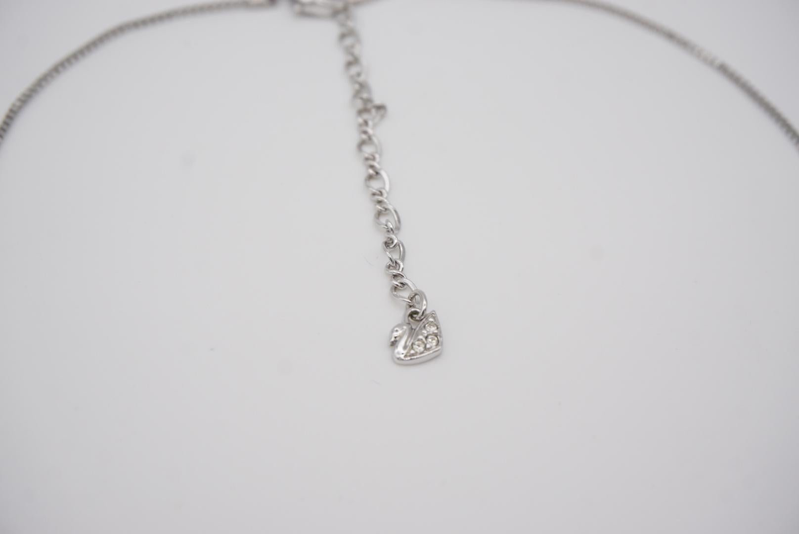 Swarovski Clear Round Crystals Dangle Floating Y Chain Collana lunga in argento in vendita 7