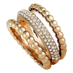 Swarovski Click 18 Karat Rose Gold-Plated and Crystal Triple-Strand Ring
