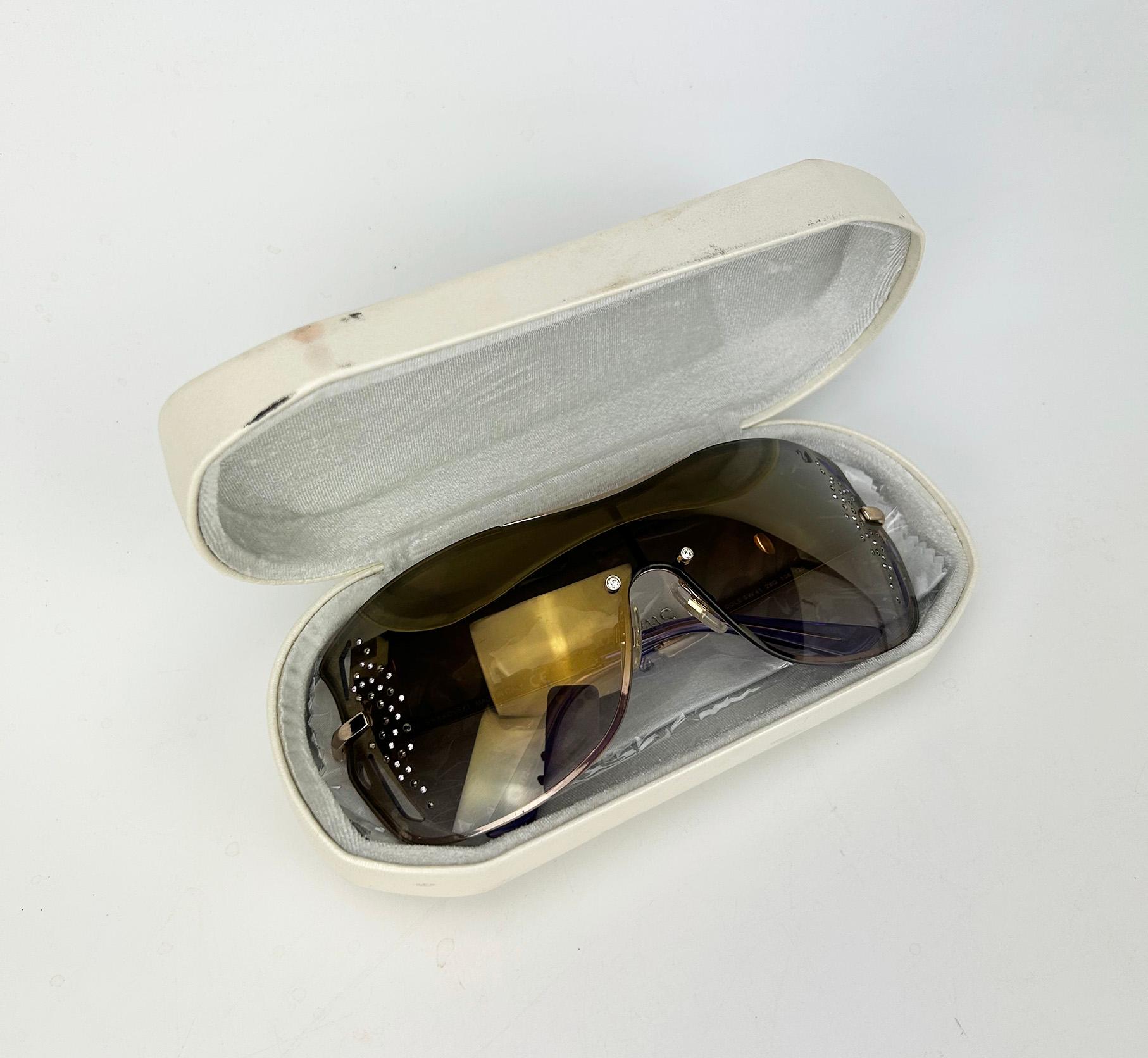Swarovski Cole Sonnenbrille mit lila und goldenen Kristallen und übergroßen Gläsern im Angebot 8