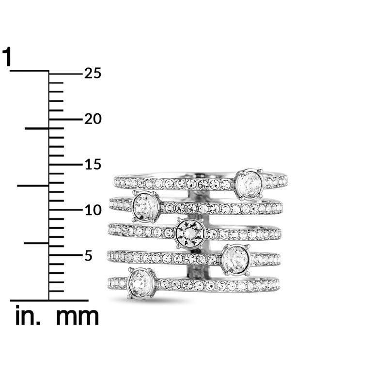 Swarovski Creativity Rhodium-Plated Crystal Wide Ring In New Condition In Southhampton, PA