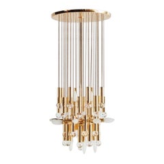 Swarovski Crystal and Gilt Brass Chandelier by Ernest Palme, Germany 1960s