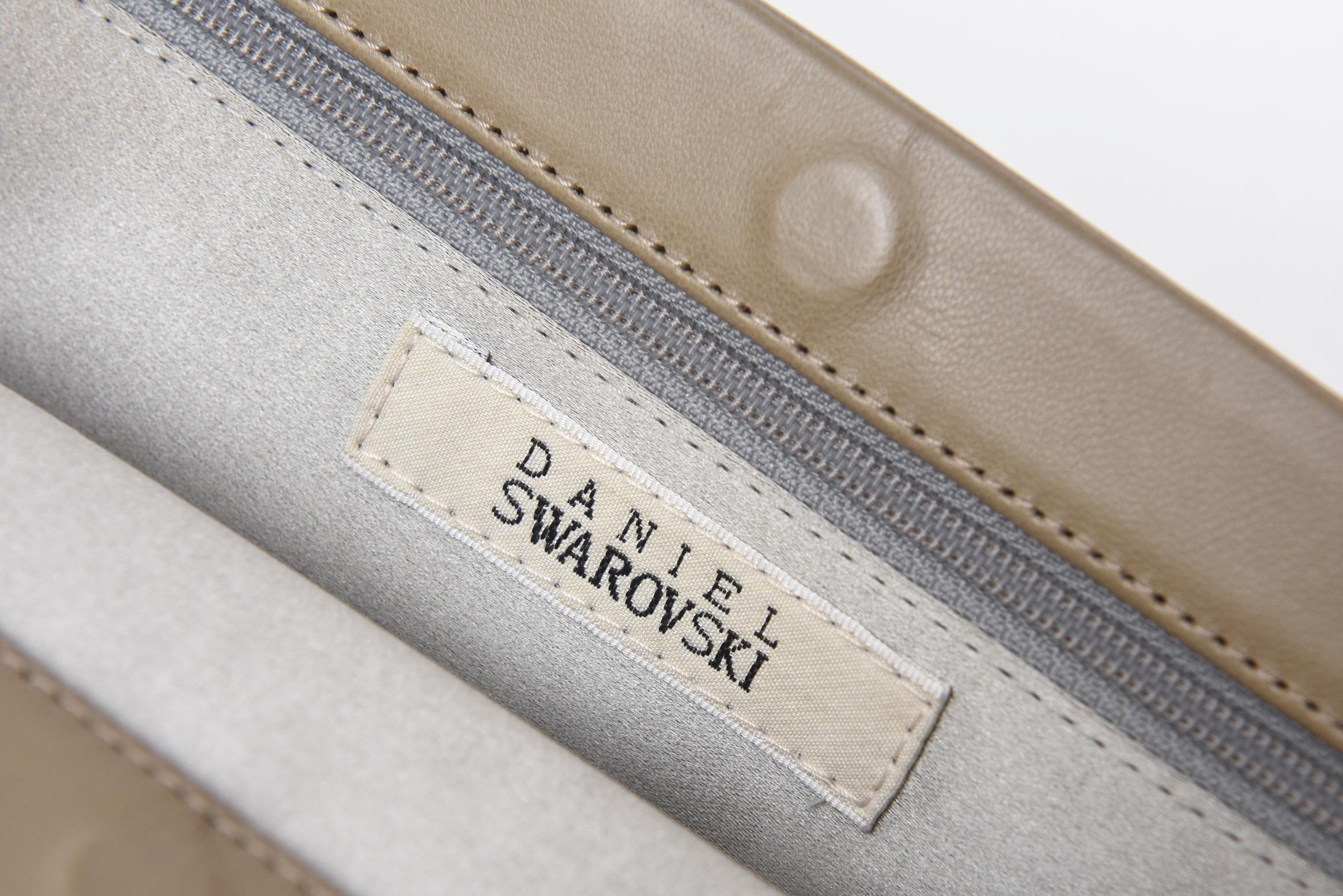 Swarovski Crystal Beaded Calfskin Leather Clutch For Sale 1