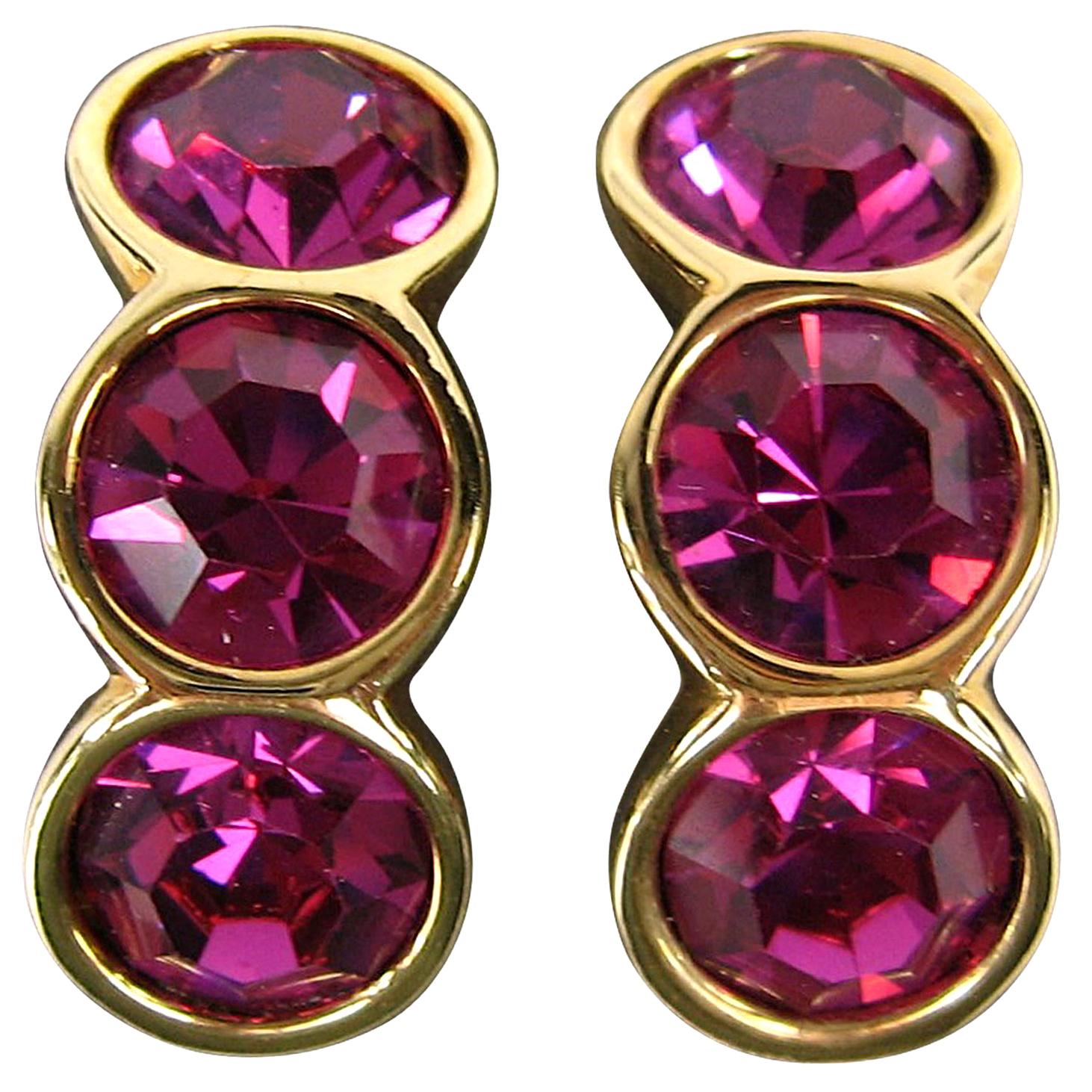 SWAROVSKI Crystal Bezel Set earrings, Never Worn 1980s For Sale
