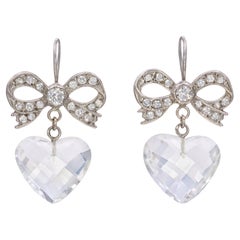        Love Is In the Air. Swarovski Crystal Bow and Heart Earrings