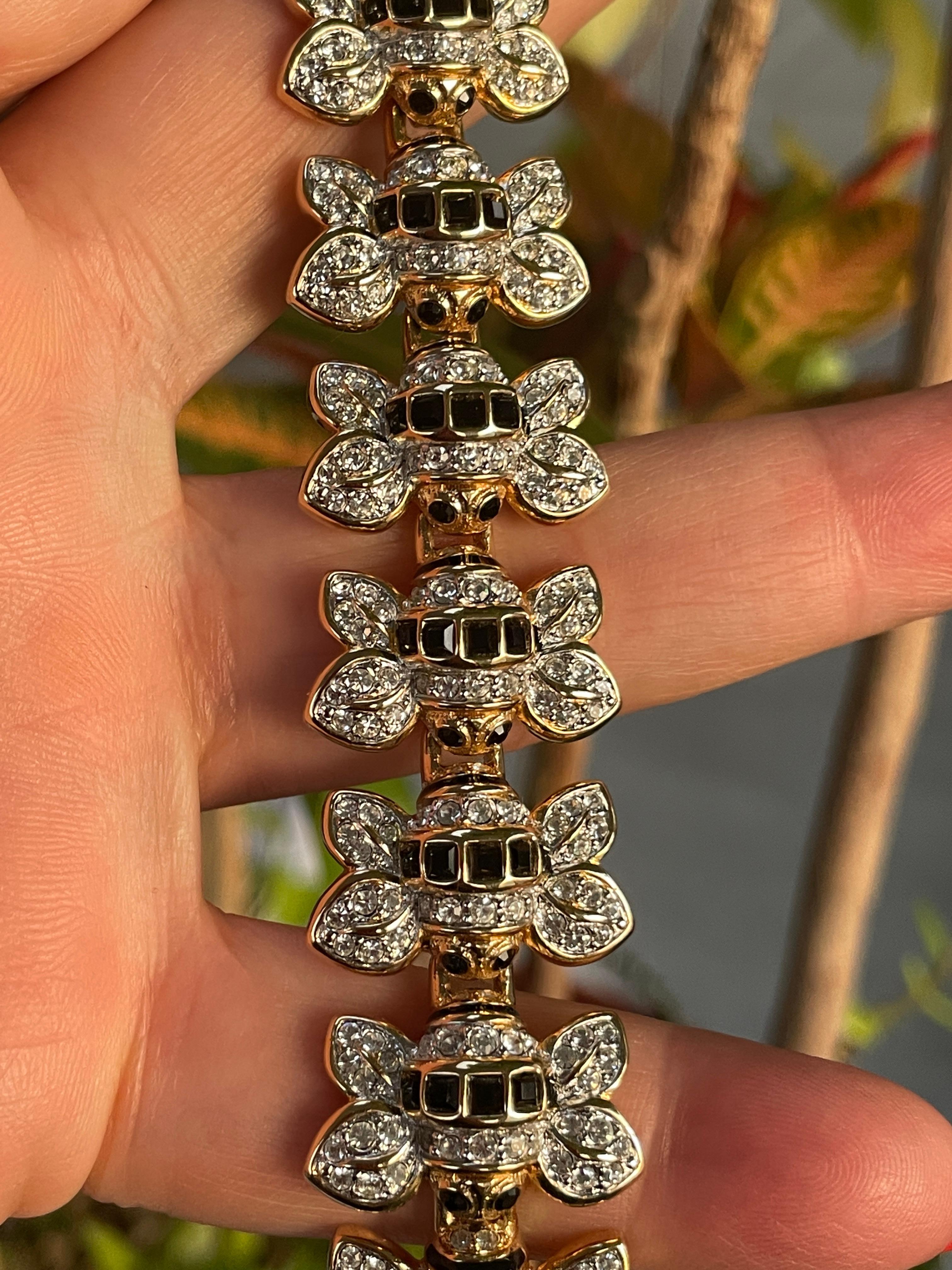 Swarovski Crystal Bumble Bee Bracelet 1980s For Sale 2