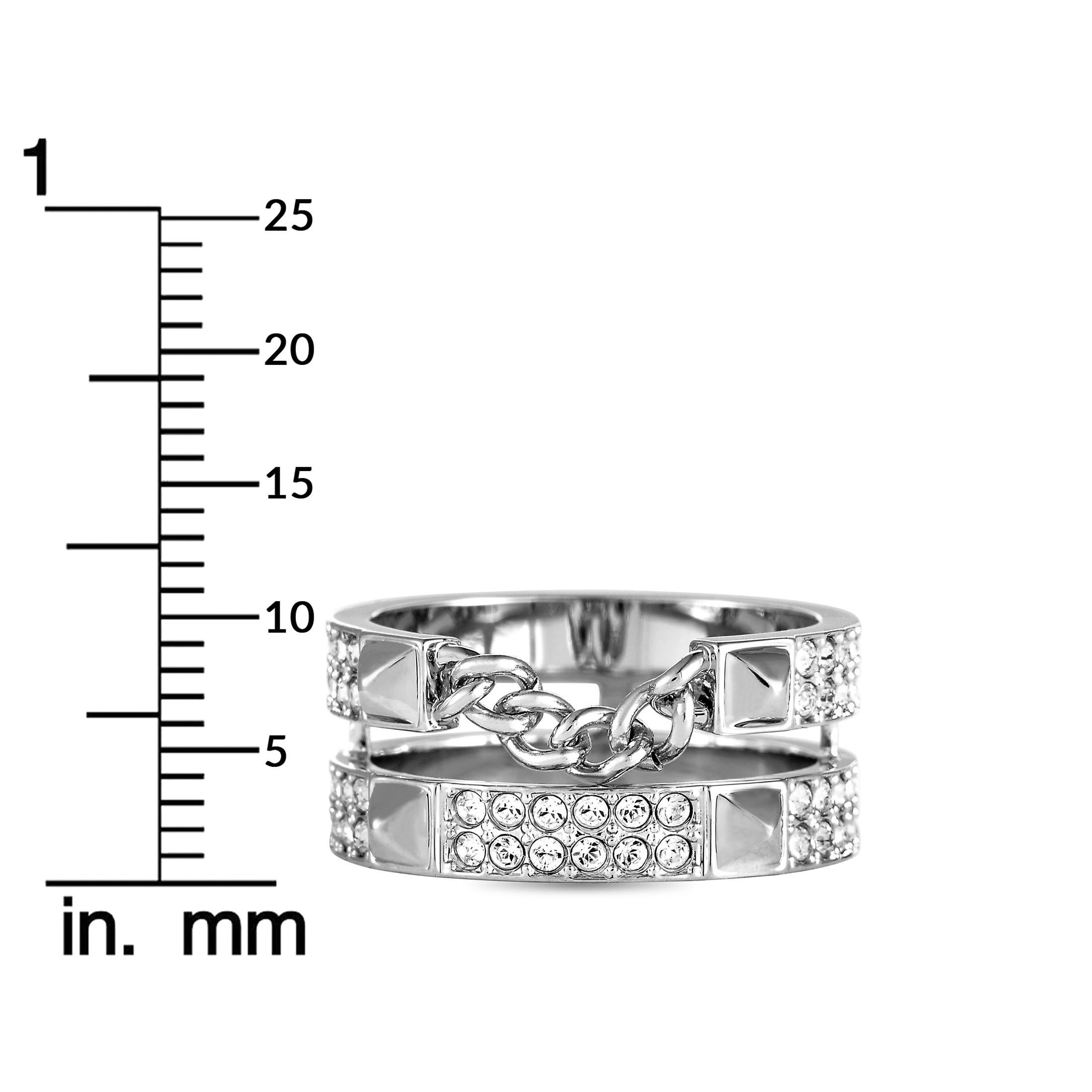 Round Cut Swarovski Crystal Double Band Ring