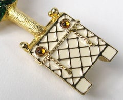 Swarovski Crystal Enameled Tree Brooch Pin New,  Never worn 1980s