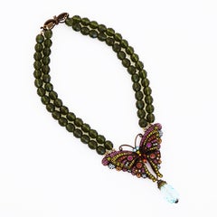 Swarovski Crystal Encrusted Butterfly Beaded Statement Necklace By Heidi Daus