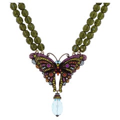 Swarovski Crystal Encrusted Butterfly Beaded Statement Necklace By Heidi Daus